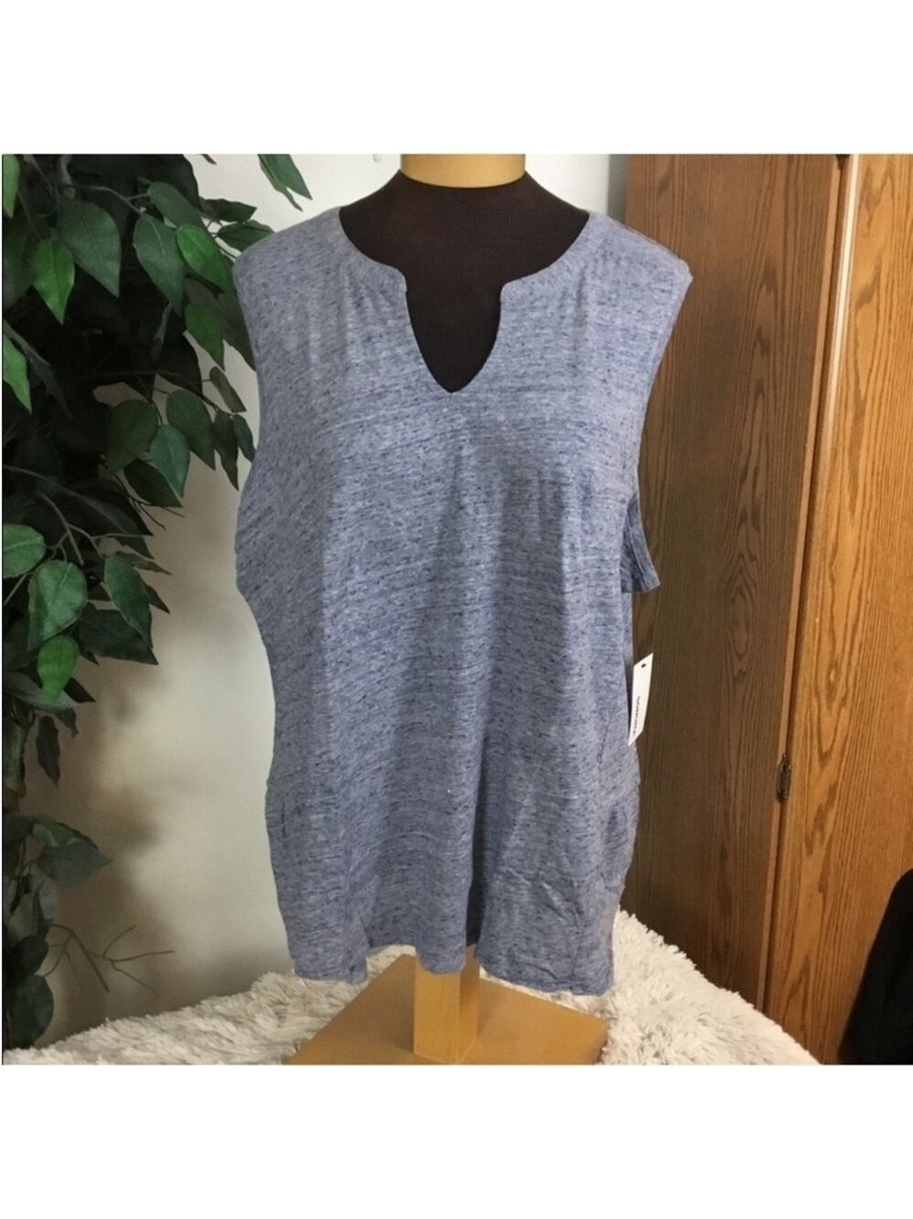 Sonoma sleeveless pullover top Woman’s  XXL peplum style Harlow blue